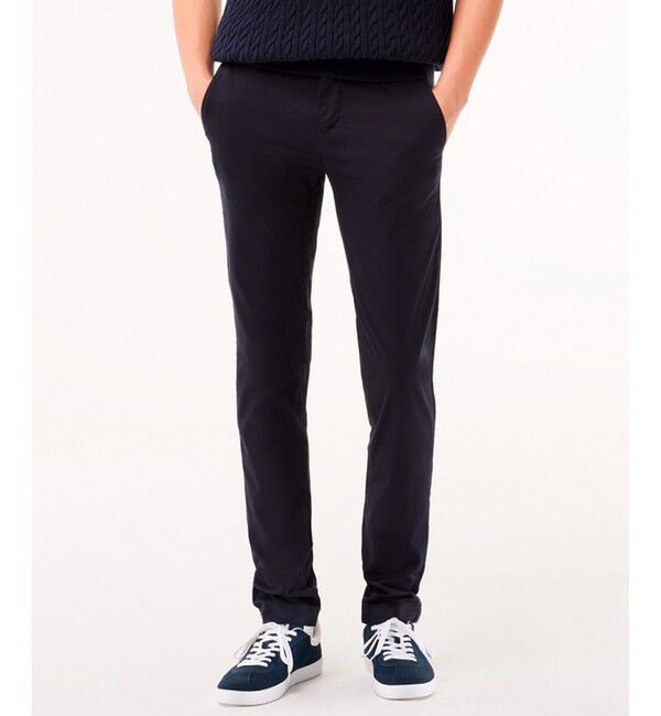 LACOSTE「オーガニックコットン ロゴピスネーム スリムフィットストレッチチノパンツ」|チノ|ダークネイビー