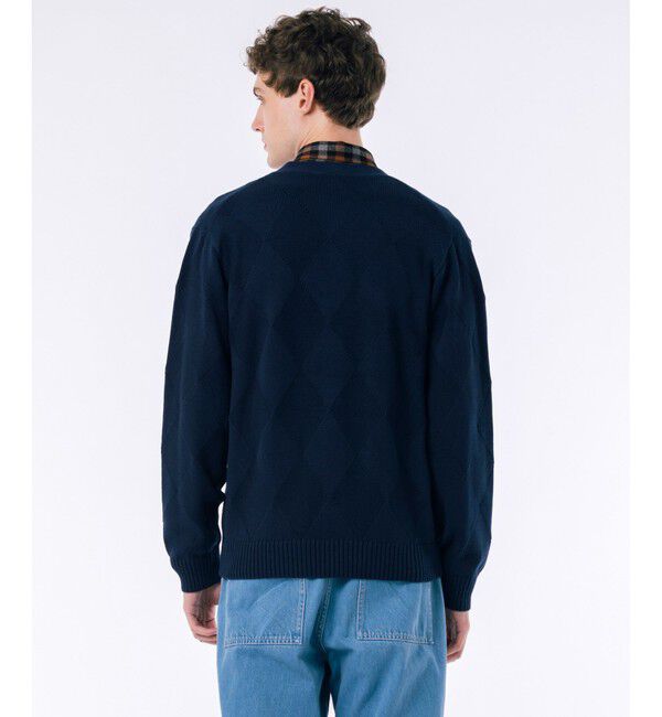 LACOSTE「トーナルアーガイル柄 Vネックコットンニットカーディガン」|カーディガン|