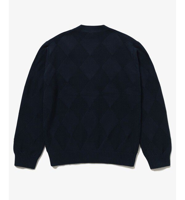 LACOSTE「トーナルアーガイル柄 Vネックコットンニットカーディガン」|カーディガン|