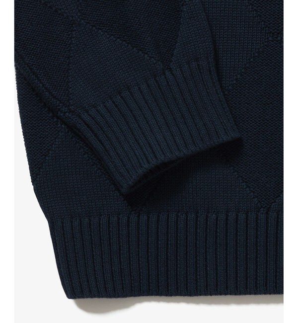 LACOSTE「トーナルアーガイル柄 Vネックコットンニットカーディガン」|カーディガン|