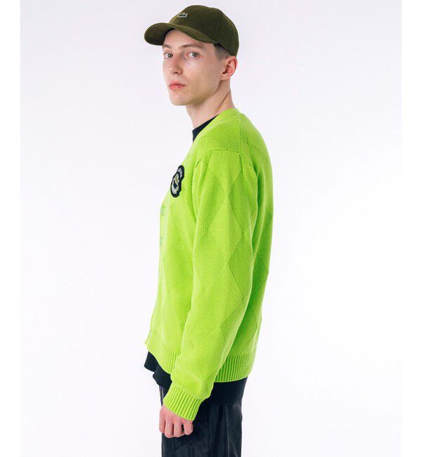 LACOSTE「トーナルアーガイル柄 Vネックコットンニットカーディガン」|カーディガン|