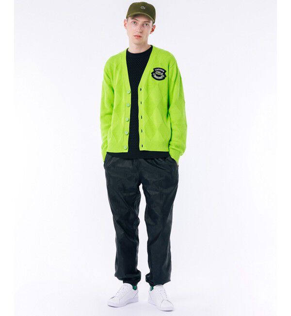 LACOSTE「トーナルアーガイル柄 Vネックコットンニットカーディガン」|カーディガン|