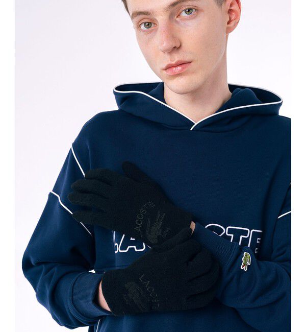 LACOSTE「ラムウールグローブ タッチパネル対応 23ｃｍ～24ｃｍ」|手袋|ブラック