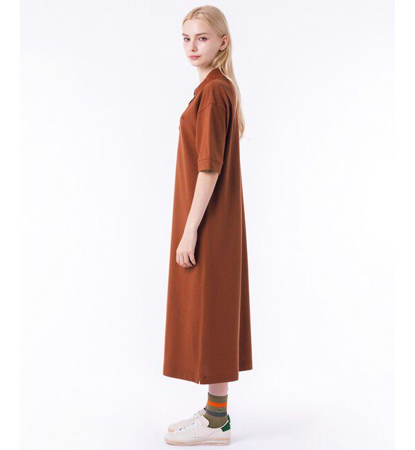 LACOSTE「ルーズフィット5分袖ポロドレス / ポロワンピース マキシ丈 ロング丈」|ワンピース|