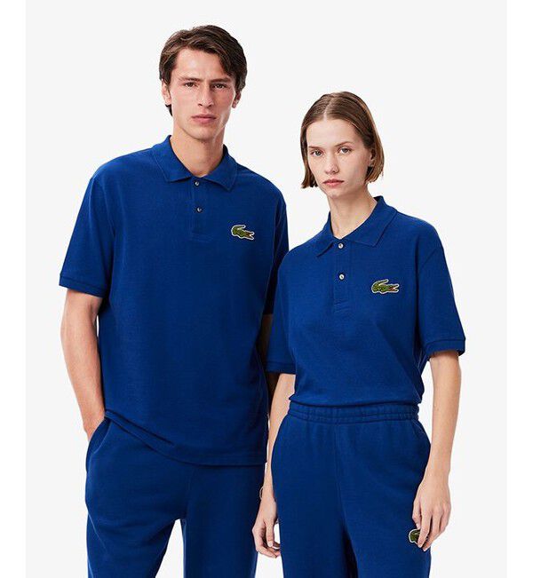 LACOSTE「L.12.12ルーズフィット ドロップショルダー 鹿の子半袖ポロシャツ」|ポロシャツ|ブルー