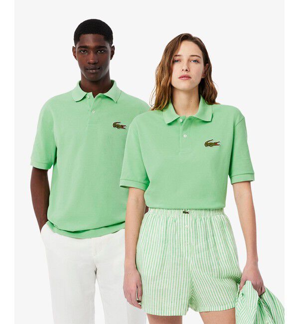 LACOSTE「L.12.12ルーズフィット ドロップショルダー 鹿の子半袖ポロシャツ」|ポロシャツ|グリーン