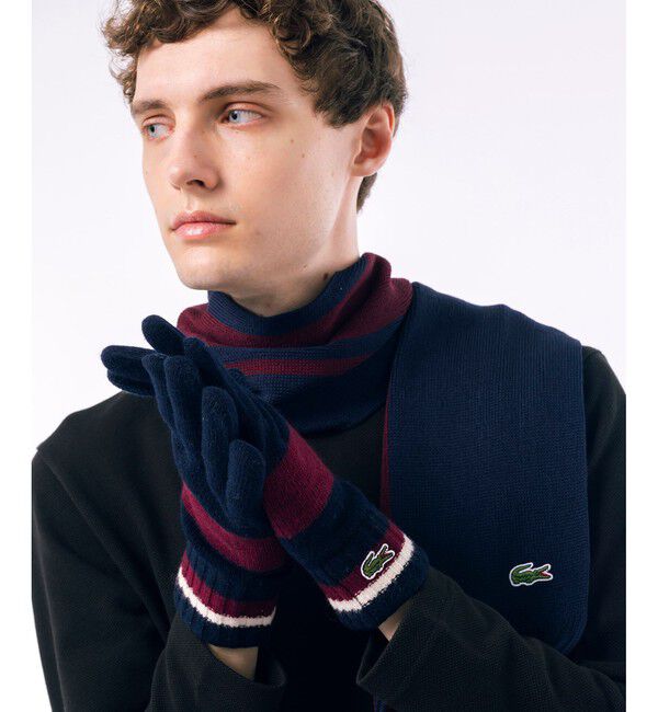 LACOSTE「カラーブロックニットグローブ」|手袋|