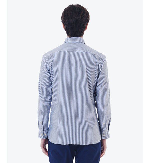 LACOSTE「消臭 速乾 UVカット コットン&times;リサイクルポリエステル ストライプ 長袖レギュラーカラーシャツ」|シャツ・ブラウス|