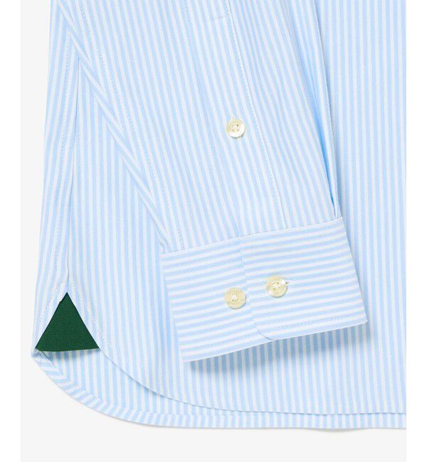 LACOSTE「消臭 速乾 UVカット コットン&times;リサイクルポリエステル ストライプ 長袖レギュラーカラーシャツ」|シャツ・ブラウス|