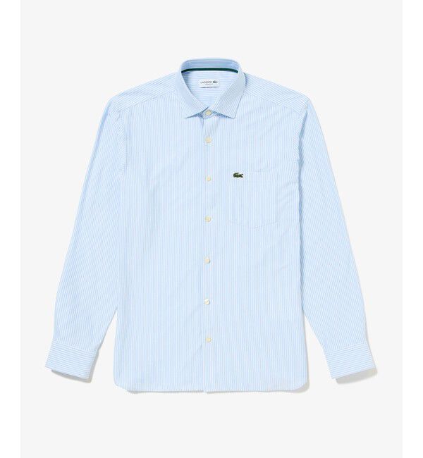 LACOSTE「消臭 速乾 UVカット コットン&times;リサイクルポリエステル ストライプ 長袖レギュラーカラーシャツ」|シャツ・ブラウス|