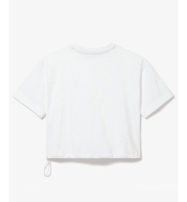 LACOSTE「裾口ドローストリング入りクロップド5分袖 半袖Tシャツ」|Tシャツ・カットソー|