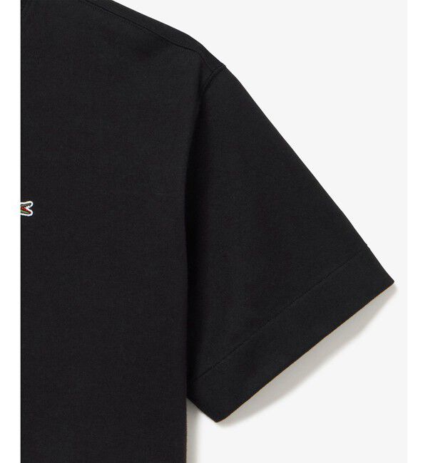 LACOSTE「裾口ドローストリング入りクロップド5分袖 半袖Tシャツ」|Tシャツ・カットソー|