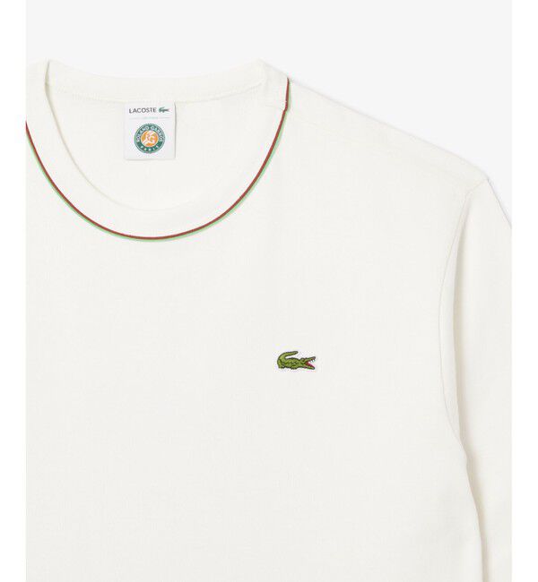 LACOSTE「ローラン・ギャロスコラボ 配色ライン バックプリントTシャツ」|Tシャツ・カットソー|