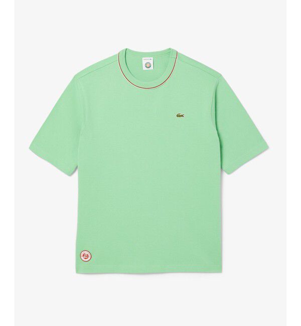LACOSTE「ローラン・ギャロスコラボ 配色ライン バックプリントTシャツ」|Tシャツ・カットソー|
