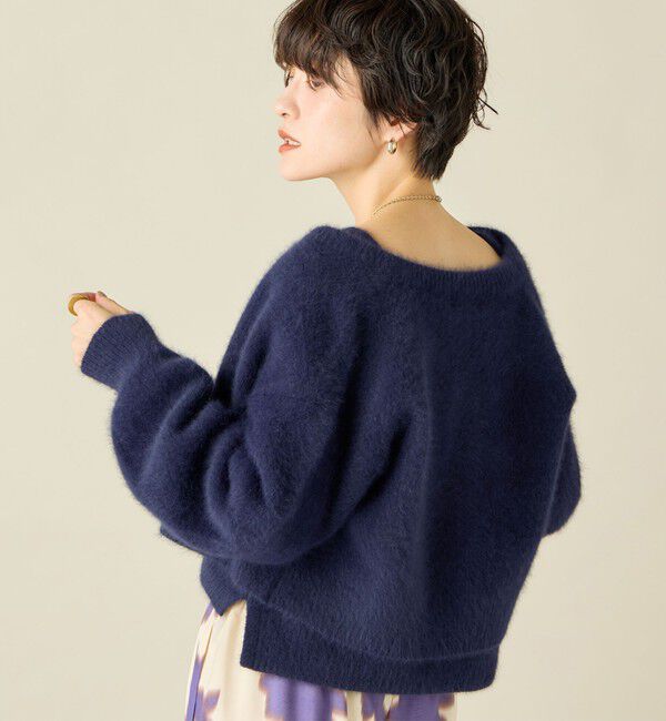 NOLLEY'S「《手洗い可能》《アンサンブル対応》プレミアムヘアリークロップドクルーネックカーディガン」|カーディガン|