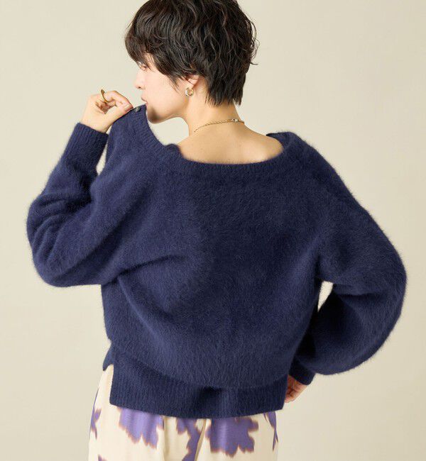 NOLLEY'S「《手洗い可能》《アンサンブル対応》プレミアムヘアリークロップドクルーネックカーディガン」|カーディガン|