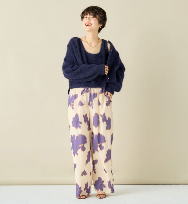 NOLLEY'S「《手洗い可能》《アンサンブル対応》プレミアムヘアリークロップドクルーネックカーディガン」|カーディガン|