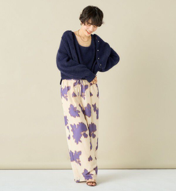 NOLLEY'S「《手洗い可能》《アンサンブル対応》プレミアムヘアリークロップドクルーネックカーディガン」|カーディガン|