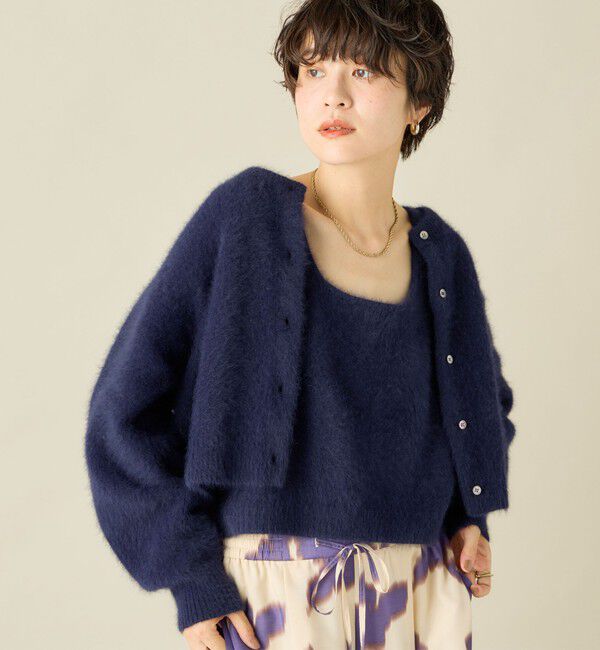 NOLLEY'S「《手洗い可能》《アンサンブル対応》プレミアムヘアリークロップドクルーネックカーディガン」|カーディガン|