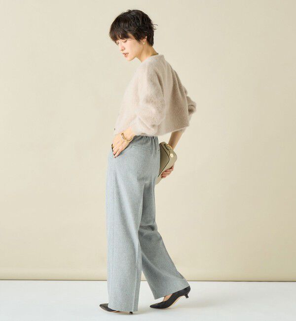 NOLLEY'S「《手洗い可能》《アンサンブル対応》プレミアムヘアリークロップドクルーネックカーディガン」|カーディガン|