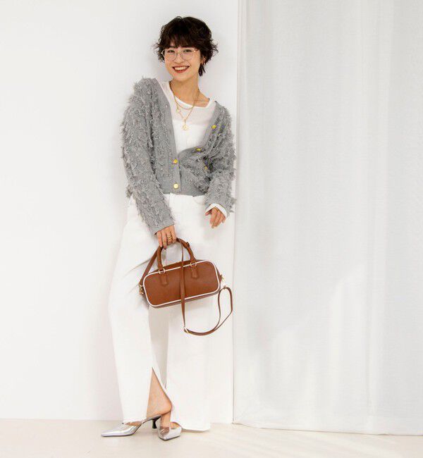 Rie Miller「《手洗い可能》カットジャガード金ボタンカーディガン」|カーディガン|