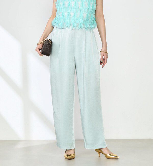 NOLLEY'S「ウォッシャブルサテンイージーパンツ」|その他|イエローグリーン