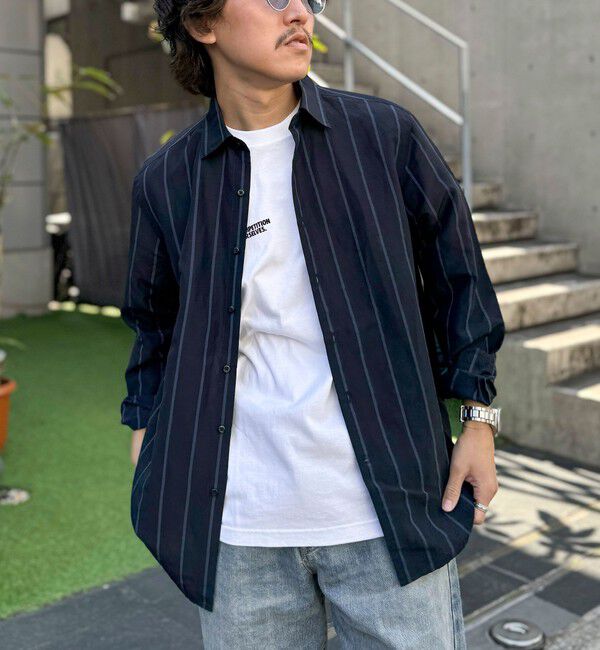 NOLLEY'S goodman「キュプラリネン レギュラーカラーシャツ 25SS」|シャツ・ブラウス|ネイビー