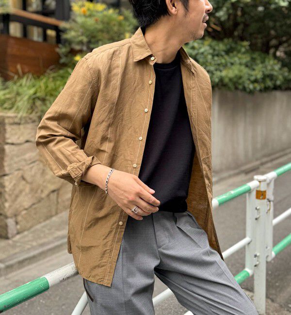 NOLLEY'S goodman「キュプラリネン レギュラーカラーシャツ 25SS」|シャツ・ブラウス|ベージュ系その他
