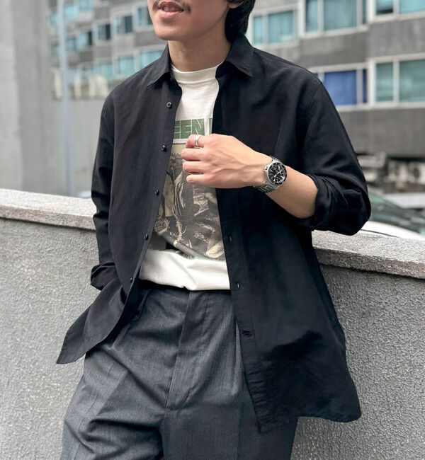 NOLLEY'S goodman「キュプラリネン レギュラーカラーシャツ 25SS」|シャツ・ブラウス|ブラック