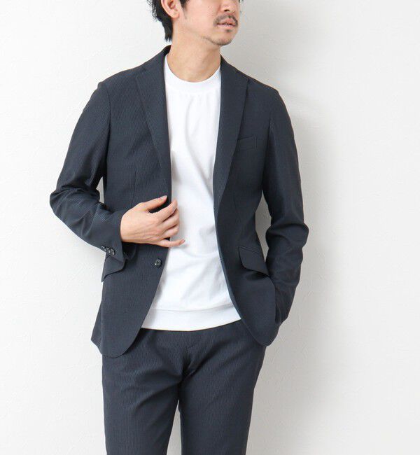 NOLLEY'S goodman「《ビジカジ/セットアップ対応》ドットサッカーストレッチジャケット 25SS」|テーラードジャケット|