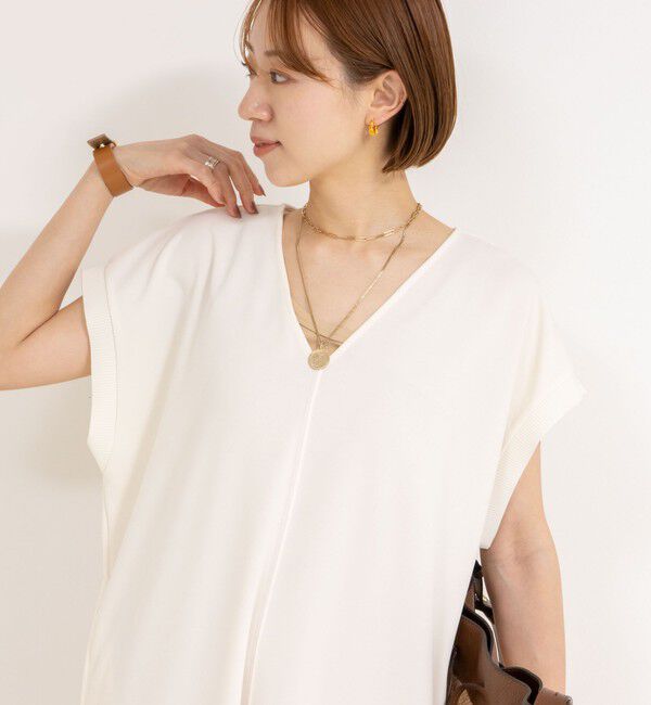 Rie Miller「《セットアップ対応》《手洗い可能》ダンボールジョーゼット袖リブマキシ丈ワンピース」|ワンピース|