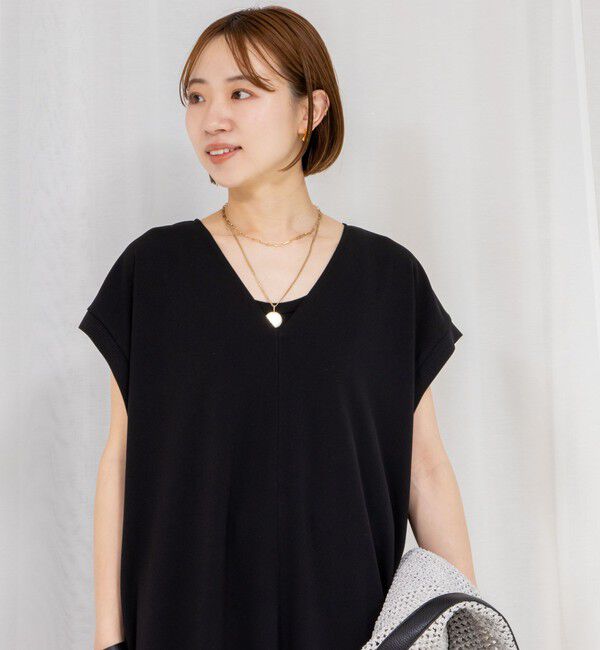 Rie Miller「《セットアップ対応》《手洗い可能》ダンボールジョーゼット袖リブマキシ丈ワンピース」|ワンピース|