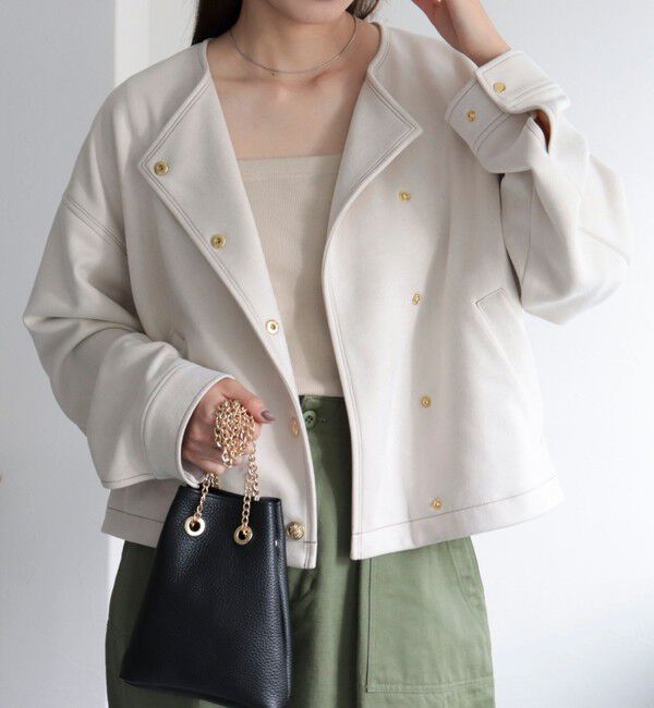 fredy emue「ダンボールスウェードライダースブルゾン」|ブルゾン・スタジャン|アイボリー