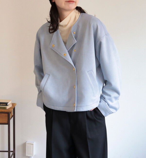 fredy emue「ダンボールスウェードライダースブルゾン」|ブルゾン・スタジャン|サックス