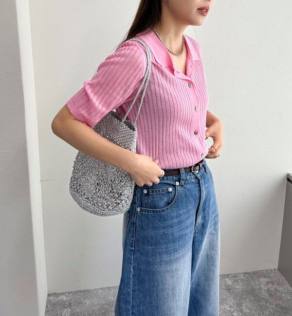 fredy emue「【インフルエンサー別注カラーあり】シアーリブ半袖シャツカーディガン」|カーディガン|