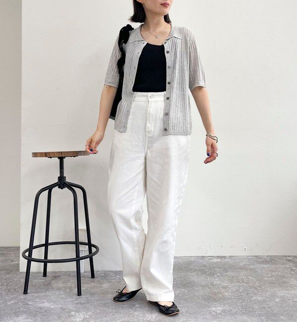 fredy emue「【インフルエンサー別注カラーあり】シアーリブ半袖シャツカーディガン」|カーディガン|