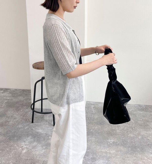 fredy emue「【インフルエンサー別注カラーあり】シアーリブ半袖シャツカーディガン」|カーディガン|