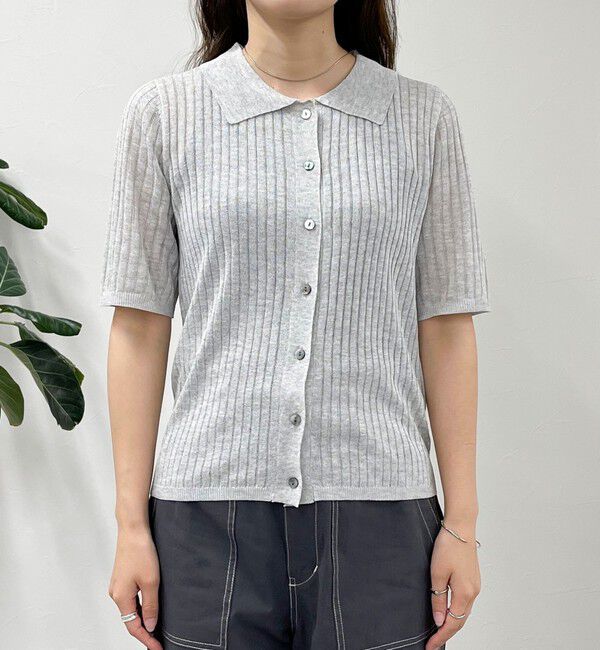 fredy emue「【インフルエンサー別注カラーあり】シアーリブ半袖シャツカーディガン」|カーディガン|