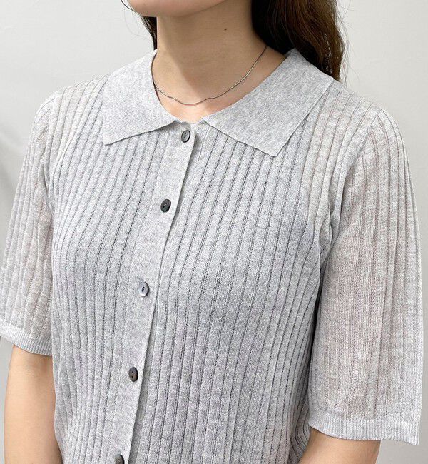 fredy emue「【インフルエンサー別注カラーあり】シアーリブ半袖シャツカーディガン」|カーディガン|