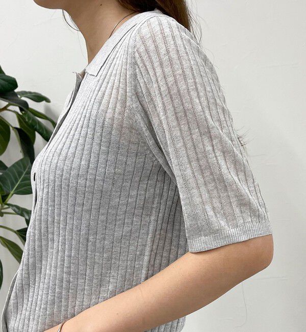 fredy emue「【インフルエンサー別注カラーあり】シアーリブ半袖シャツカーディガン」|カーディガン|