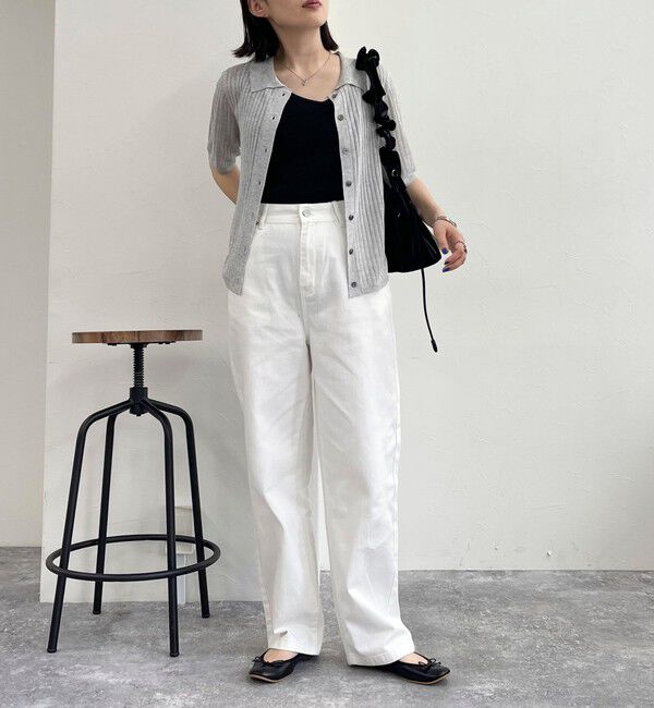 fredy emue「【インフルエンサー別注カラーあり】シアーリブ半袖シャツカーディガン」|カーディガン|