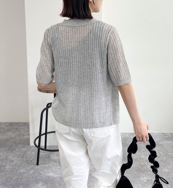 fredy emue「【インフルエンサー別注カラーあり】シアーリブ半袖シャツカーディガン」|カーディガン|