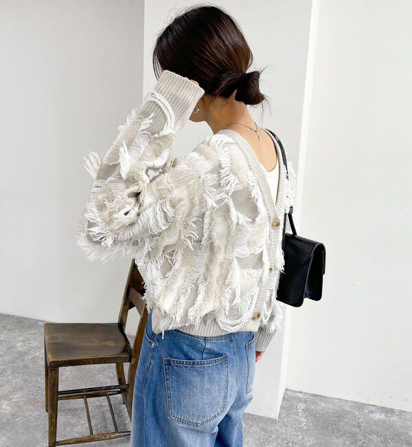 fredy emue「カットフリンジジャガード2WAY カーディガン」|ニット・セーター|