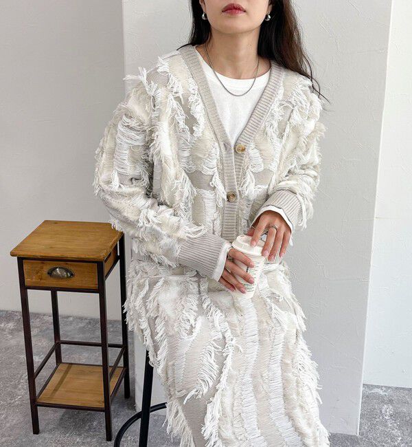 fredy emue「カットフリンジジャガード2WAY カーディガン」|ニット・セーター|