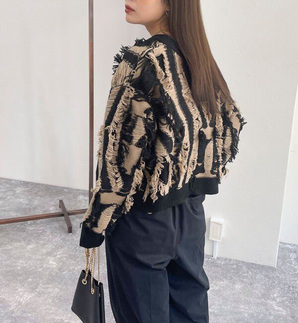 fredy emue「カットフリンジジャガード2WAY カーディガン」|ニット・セーター|