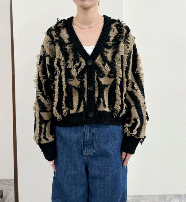 fredy emue「カットフリンジジャガード2WAY カーディガン」|ニット・セーター|