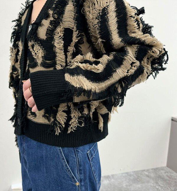 fredy emue「カットフリンジジャガード2WAY カーディガン」|ニット・セーター|