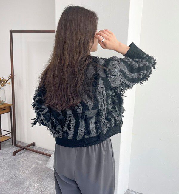 fredy emue「カットフリンジジャガード2WAY カーディガン」|ニット・セーター|