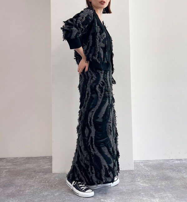 fredy emue「カットフリンジジャガード2WAY カーディガン」|ニット・セーター|