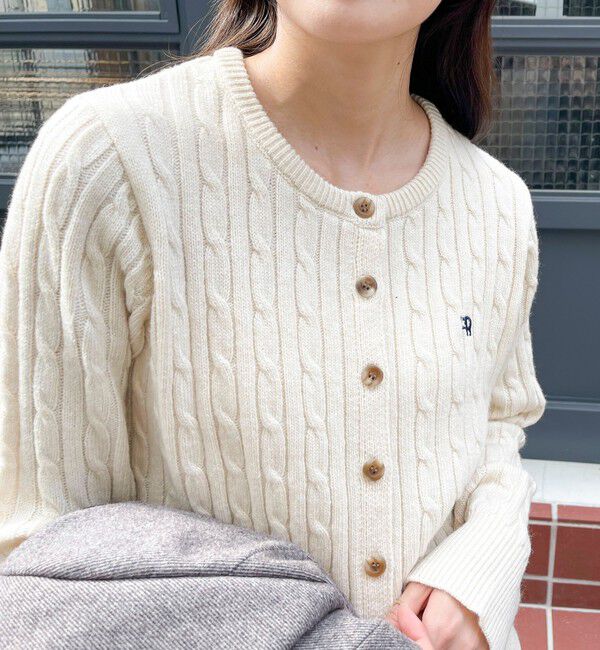 fredy emue「ウール混FR刺繍ケーブル柄カーディガン」|ニット・セーター|